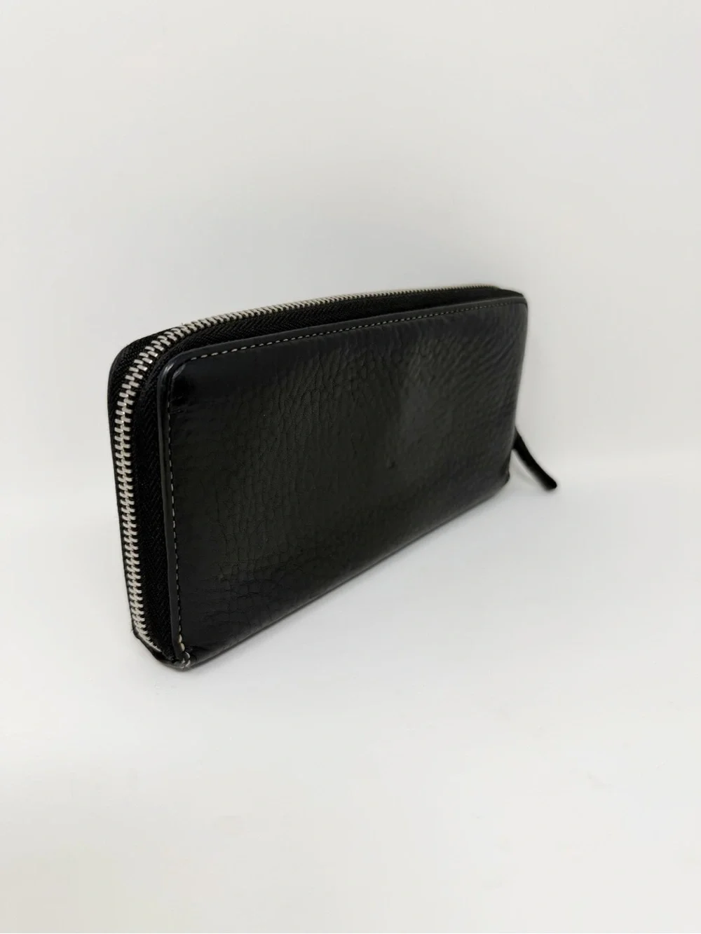 Coach Black Pebbled Leather Zip Around Continental Wallet